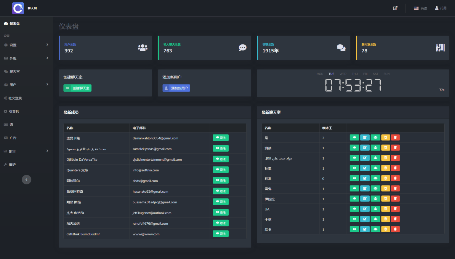 多人在线匿名聊天室/私人聊天室源码/支持同时创建多个聊天源码