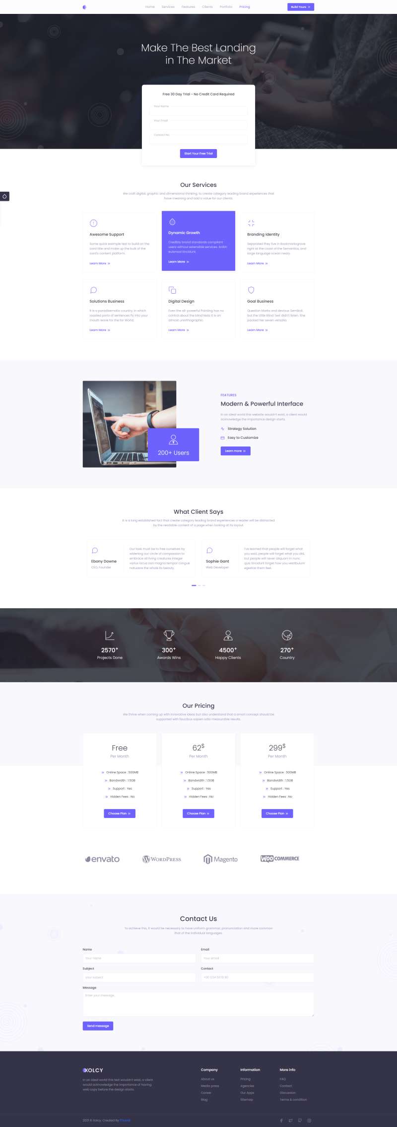 单页网站源码,紫色大气的着陆页设计HTML模板源码